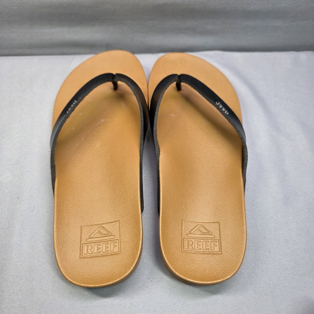 Reef Cushion Court Women's Size 5 Flip Flops Tan Black Thong Sandals EU 35 - Picture 3 of 9